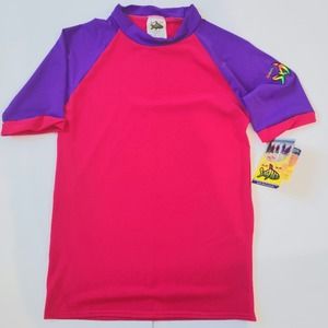 NWT Radicool Skinz Girl's Pink and Purple Rashguard Top SPF 100+ Size 14